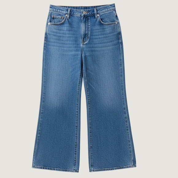 Madewell Denim - Madewell Wide Sweep Trouser Womens 27 Blue High Rise Denim Jeans Wide Leg